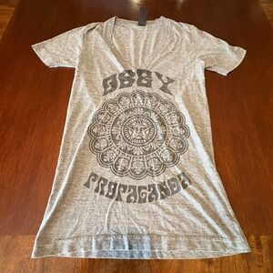 Obey Propaganda Mandala Graphic Tee Gray Deep V Neck Streetwear Shirt